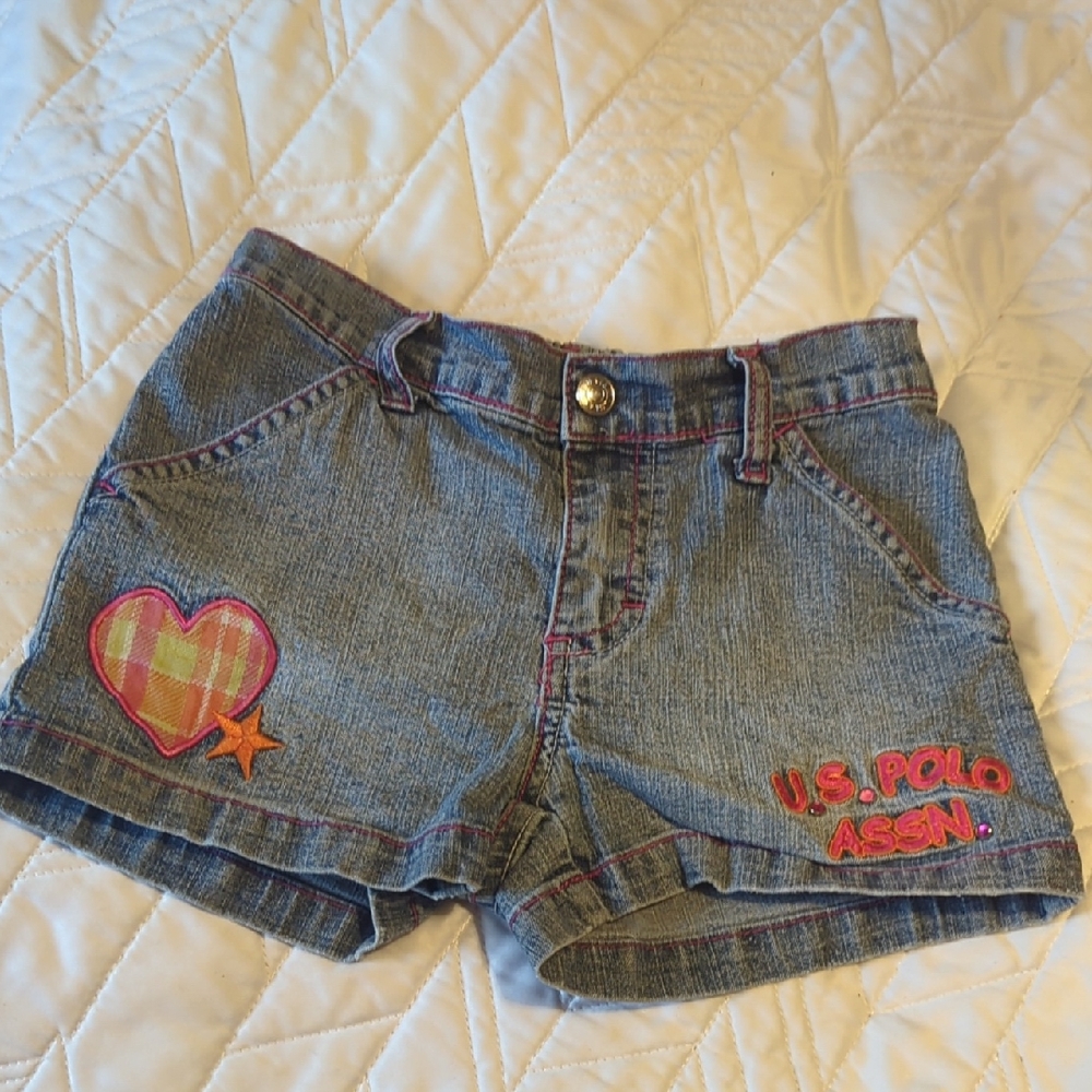5/$20 U.S. Polo Assn. Blue Kids Shorts with Pink Accents